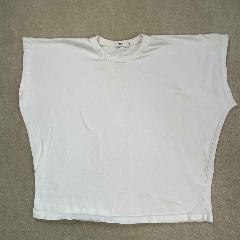 Frankie Shop Womens Medium Basic White Cotton Sleeveless Crew Neck T-Shirt Boxy